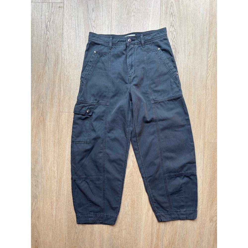 Anthropologie The Carson Utility Barrel High Rise Cargo Baggy Pants Black - Picture 2 of 10